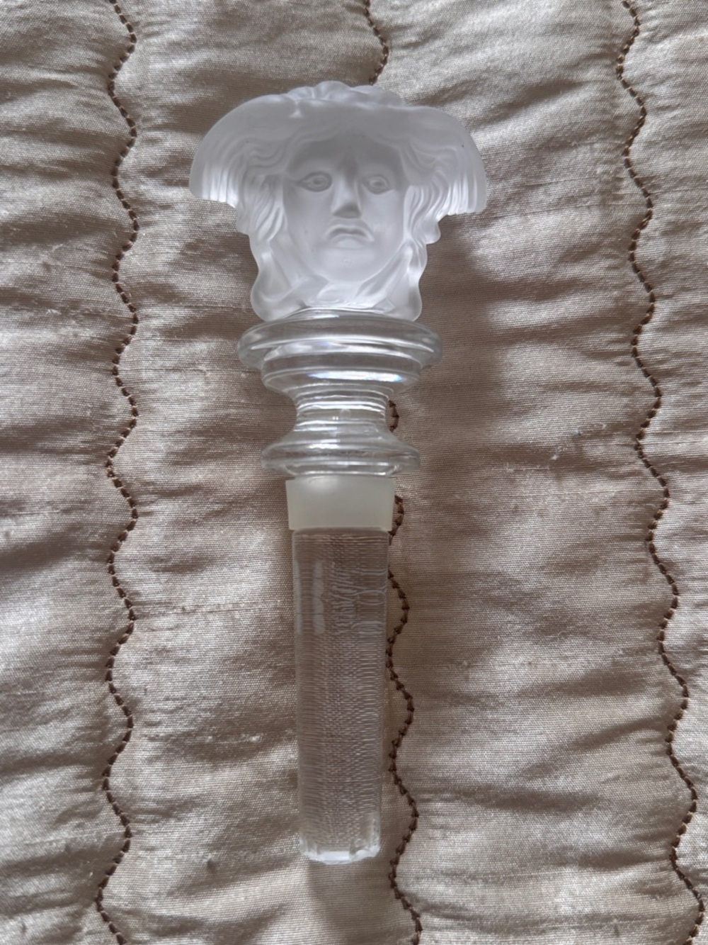 Authentic 💯Versace Frosted Glass Bust Bottle Stopper - Clear
